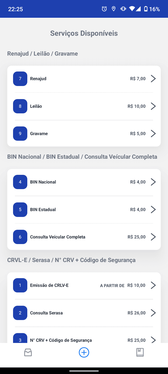 Ricio Consultas App - Tela principal